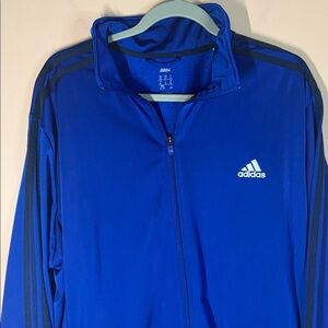 adidas Royal Blue Full-Zip Performance Jacket with Black Stripes